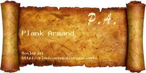 Plank Armand névjegykártya